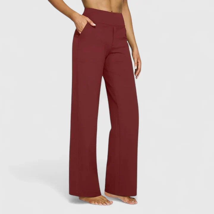 Smooth High-Waist Straight Trousers
