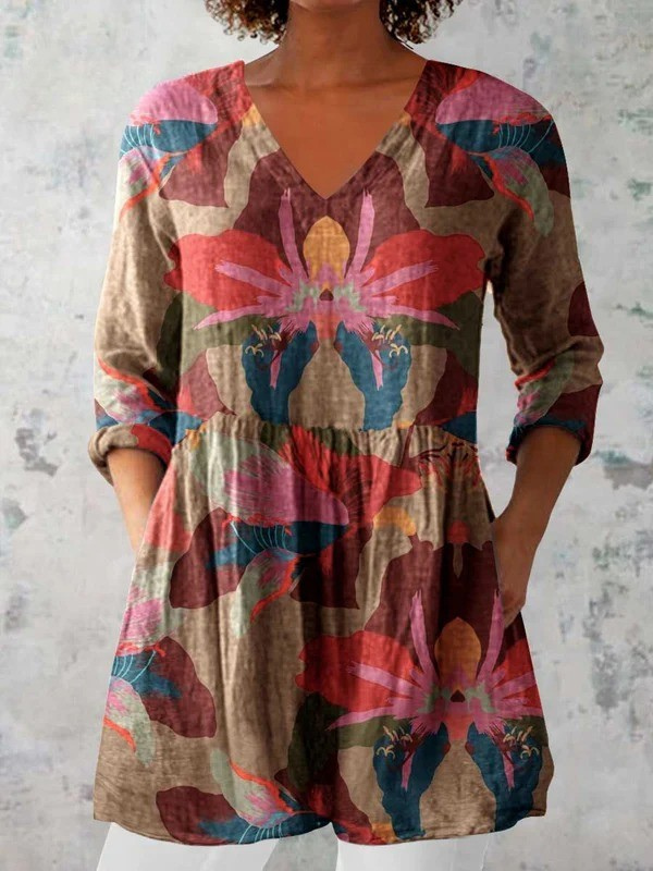 Terracotta Botanical Print Blouse