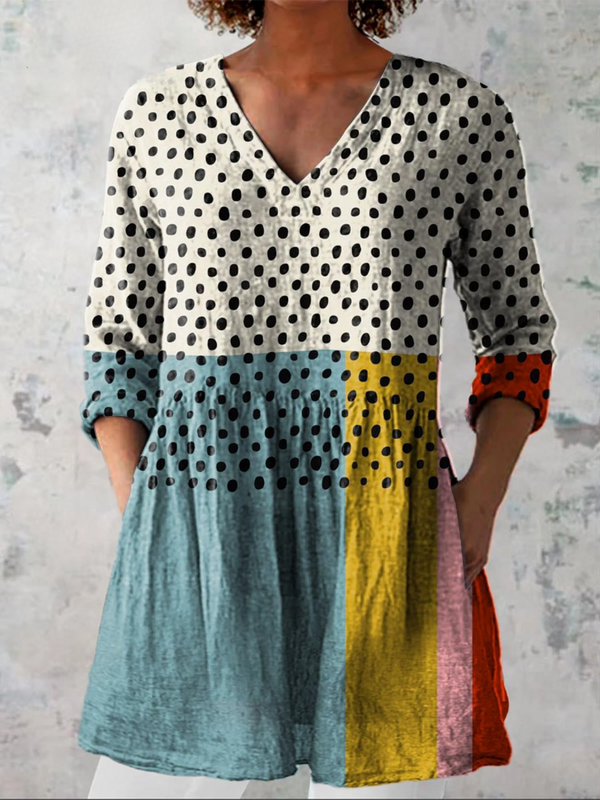 Polka Dot Patchwork Blouse