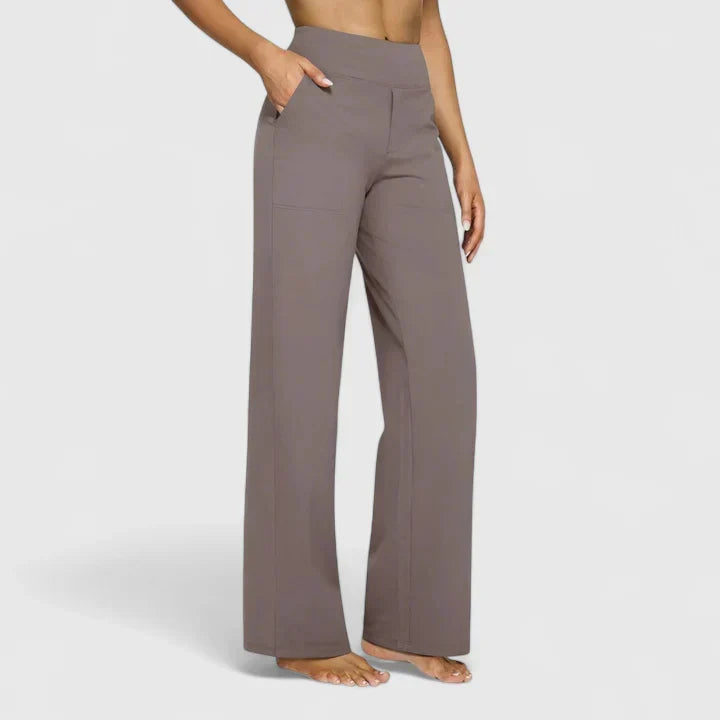 Smooth High-Waist Straight Trousers