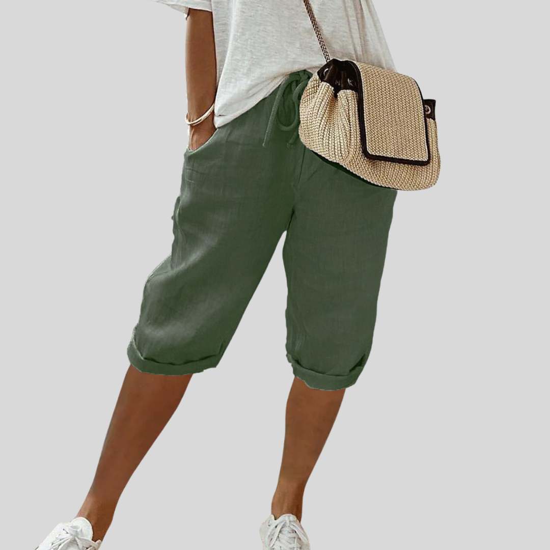 Relaxed Linen-Look Capri Shorts