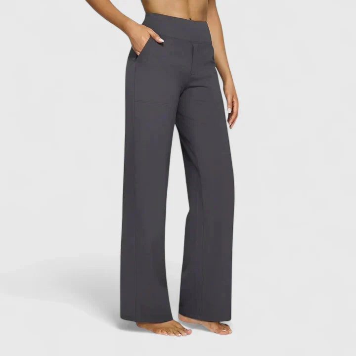 Smooth High-Waist Straight Trousers