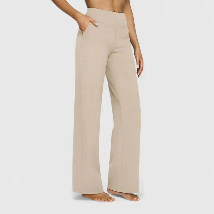 Smooth High-Waist Straight Trousers
