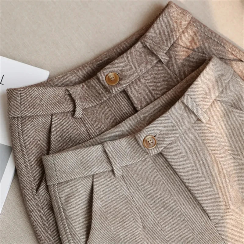 Wool-Blend Tapered Trousers