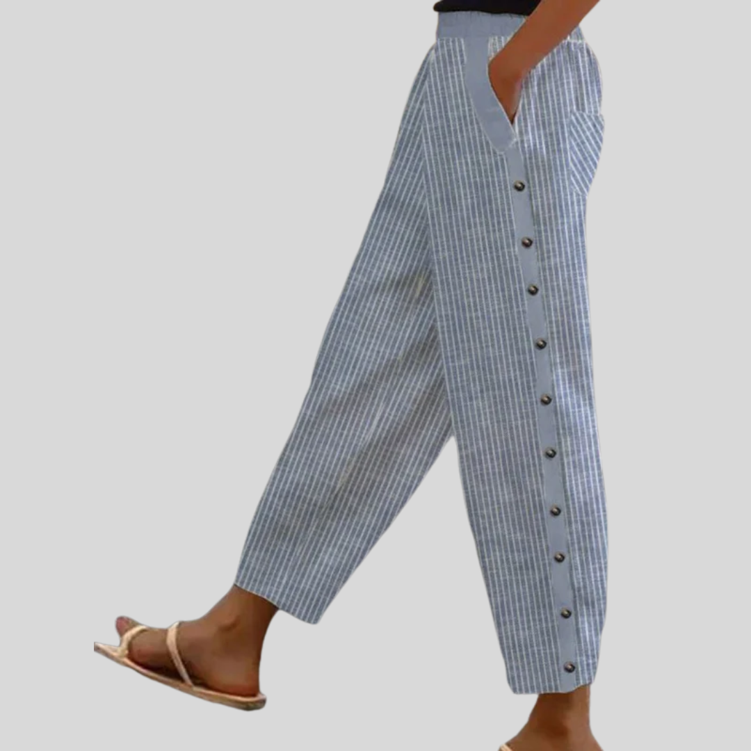 Striped Side-Button Trousers