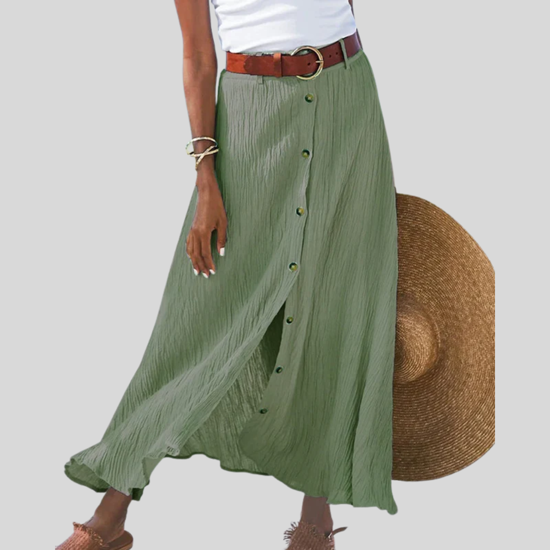 Button-Front Maxi Skirt