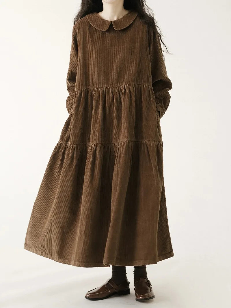 Corduroy Tiered Midi Dress