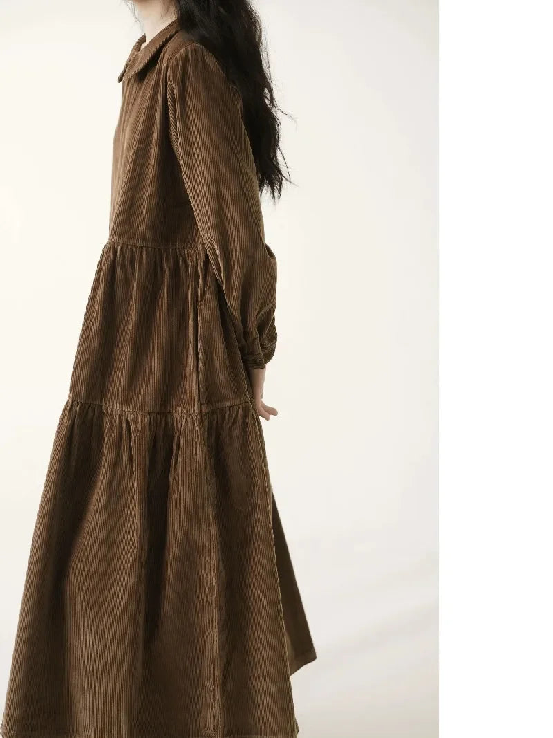 Corduroy Tiered Midi Dress