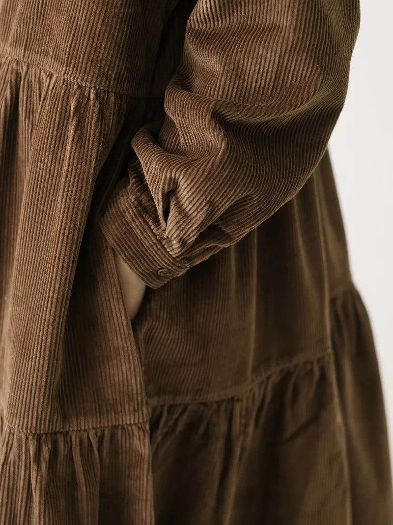 Corduroy Tiered Midi Dress