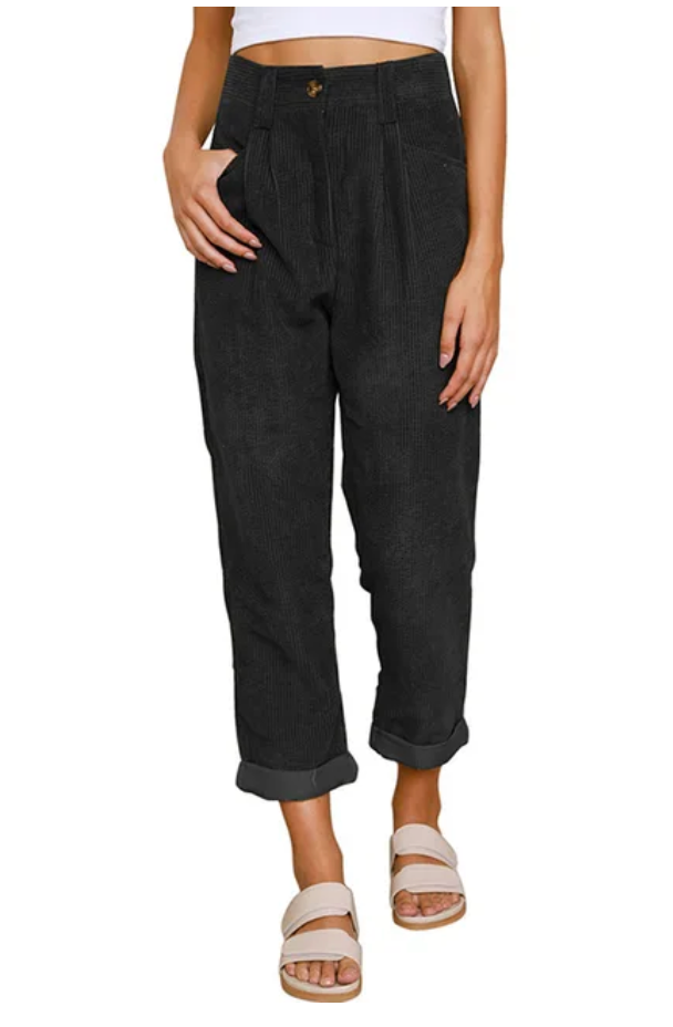 Pleated Corduroy Barrel Trousers