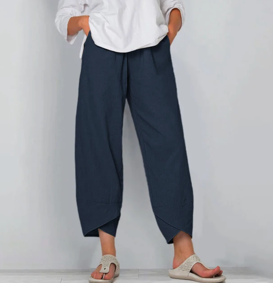 Relaxed Linen-Look Harem Trousers