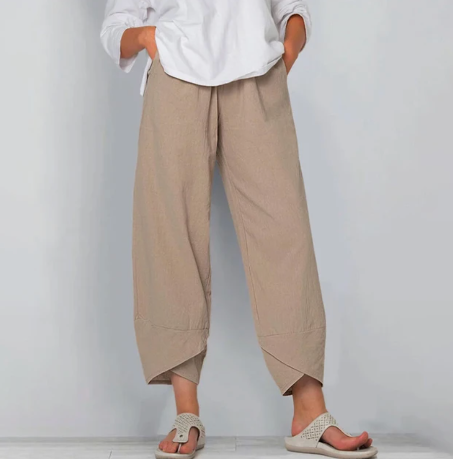 Relaxed Linen-Look Harem Trousers