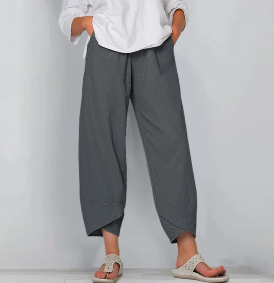 Relaxed Linen-Look Harem Trousers