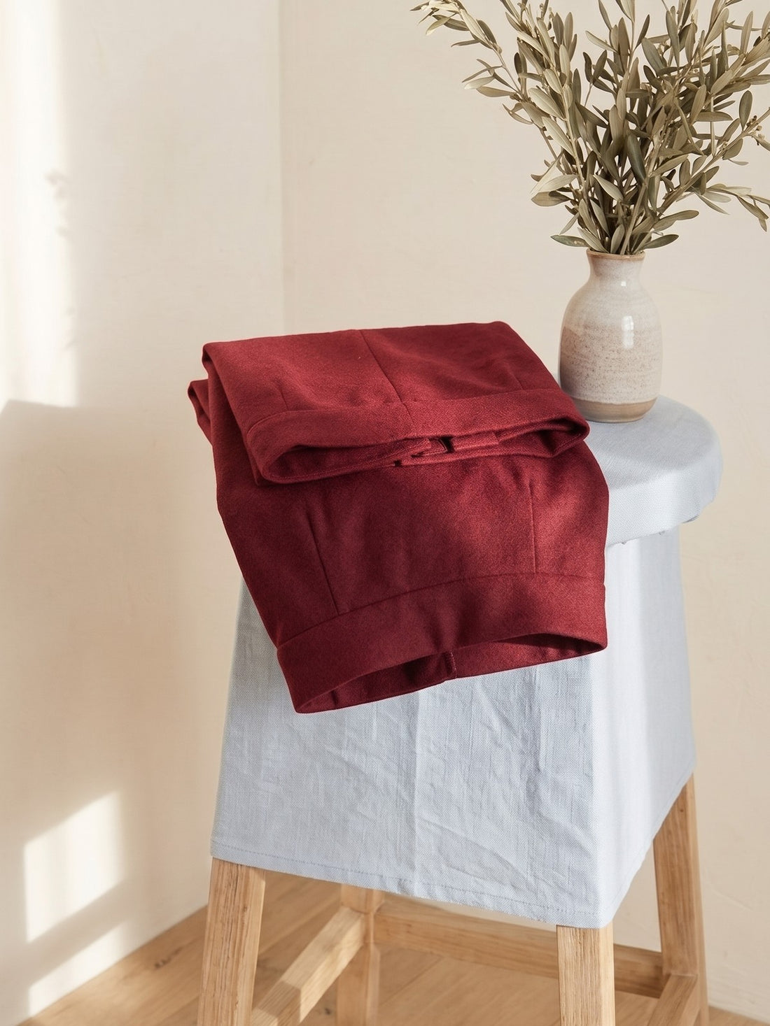 A-Line Wool-Look Maxi Skirt in Red
