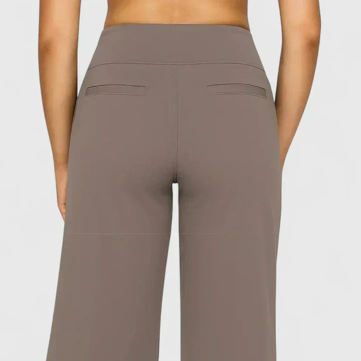 Smooth High-Waist Straight Trousers