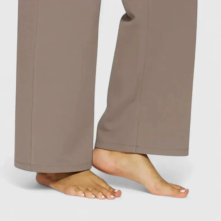 Smooth High-Waist Straight Trousers