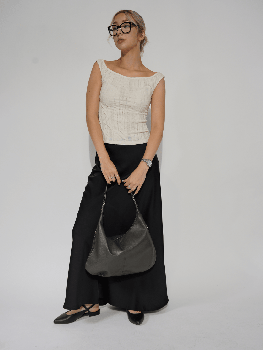 Leather-Look Hobo Shoulder Bag