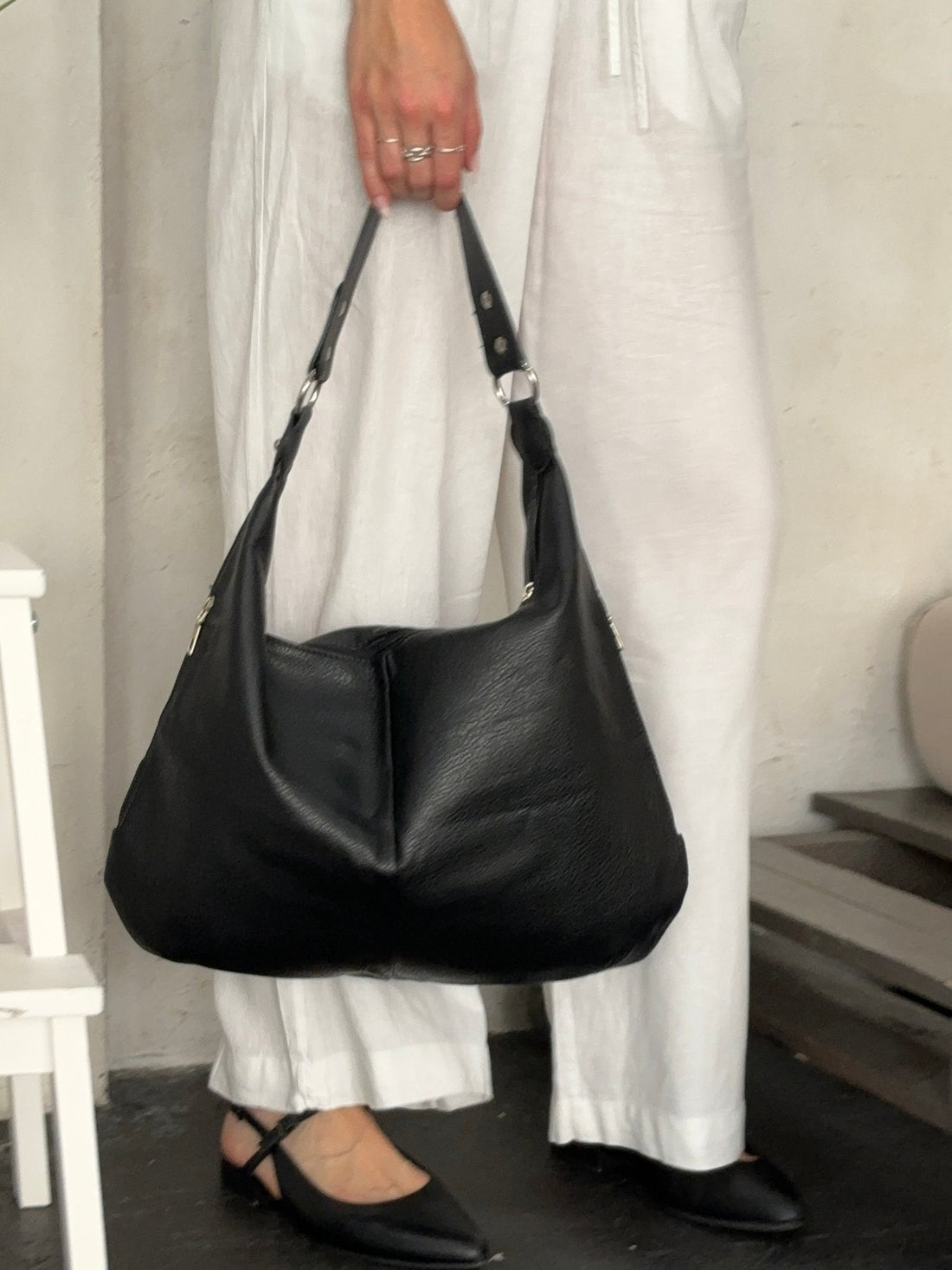 Leather-Look Hobo Shoulder Bag