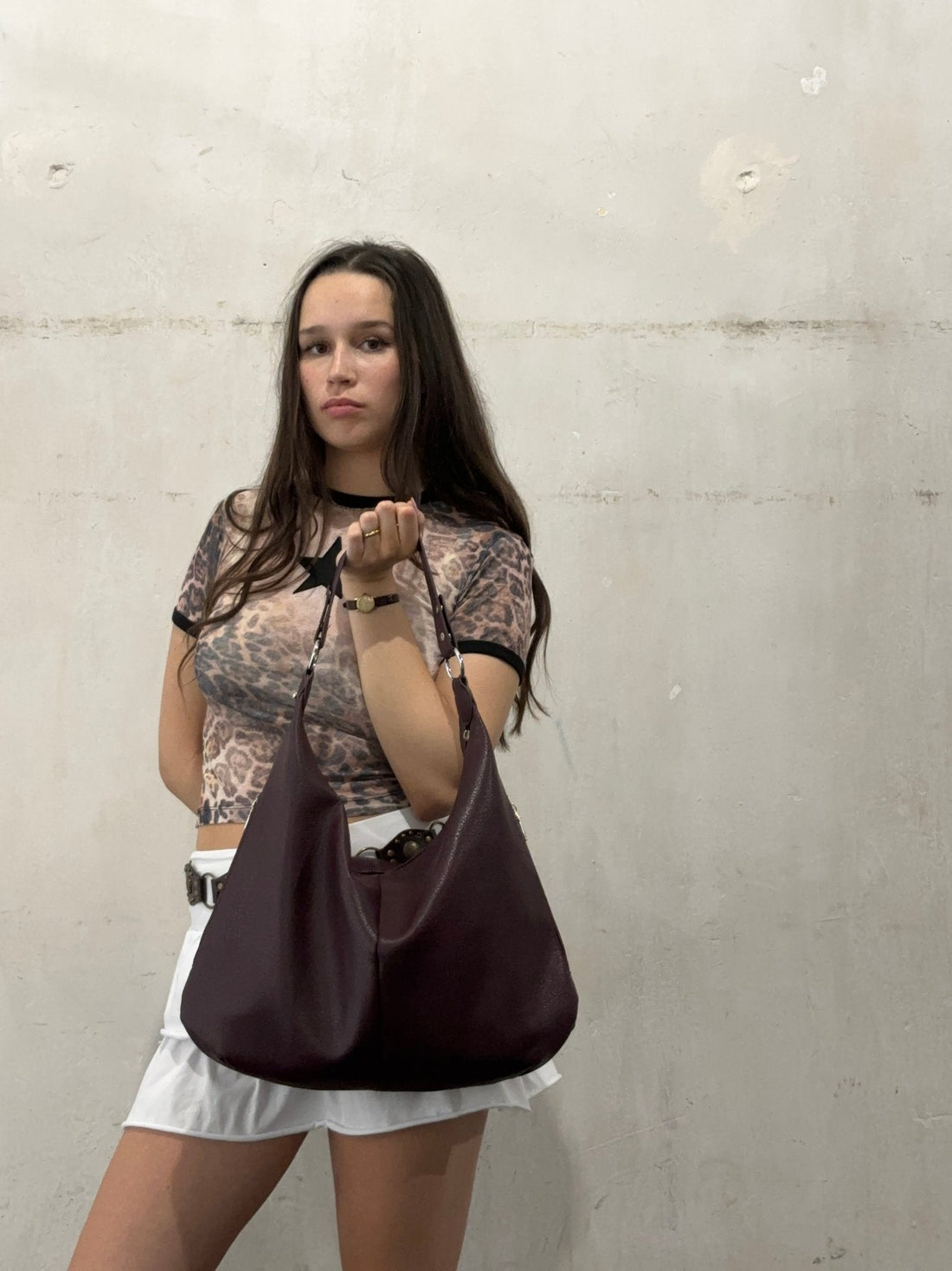 Leather-Look Hobo Shoulder Bag