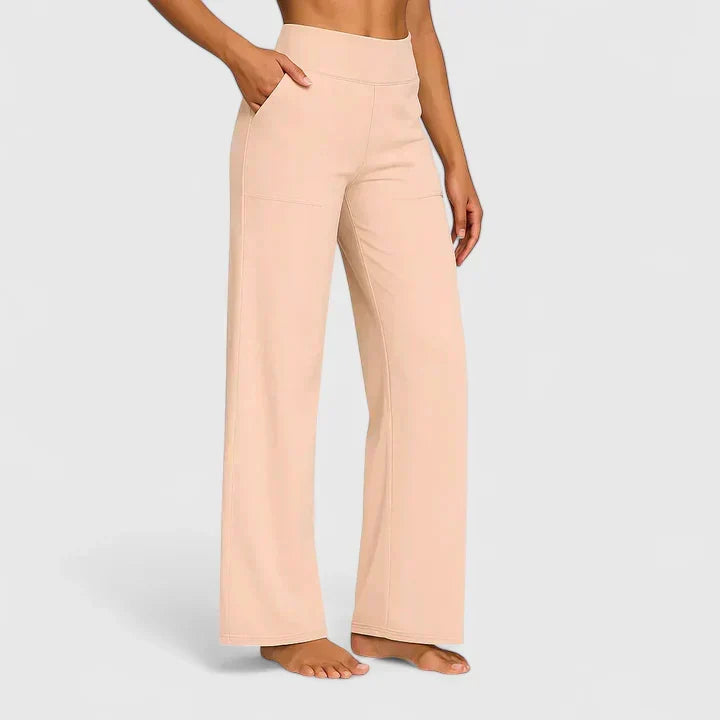 Smooth High-Waist Straight Trousers