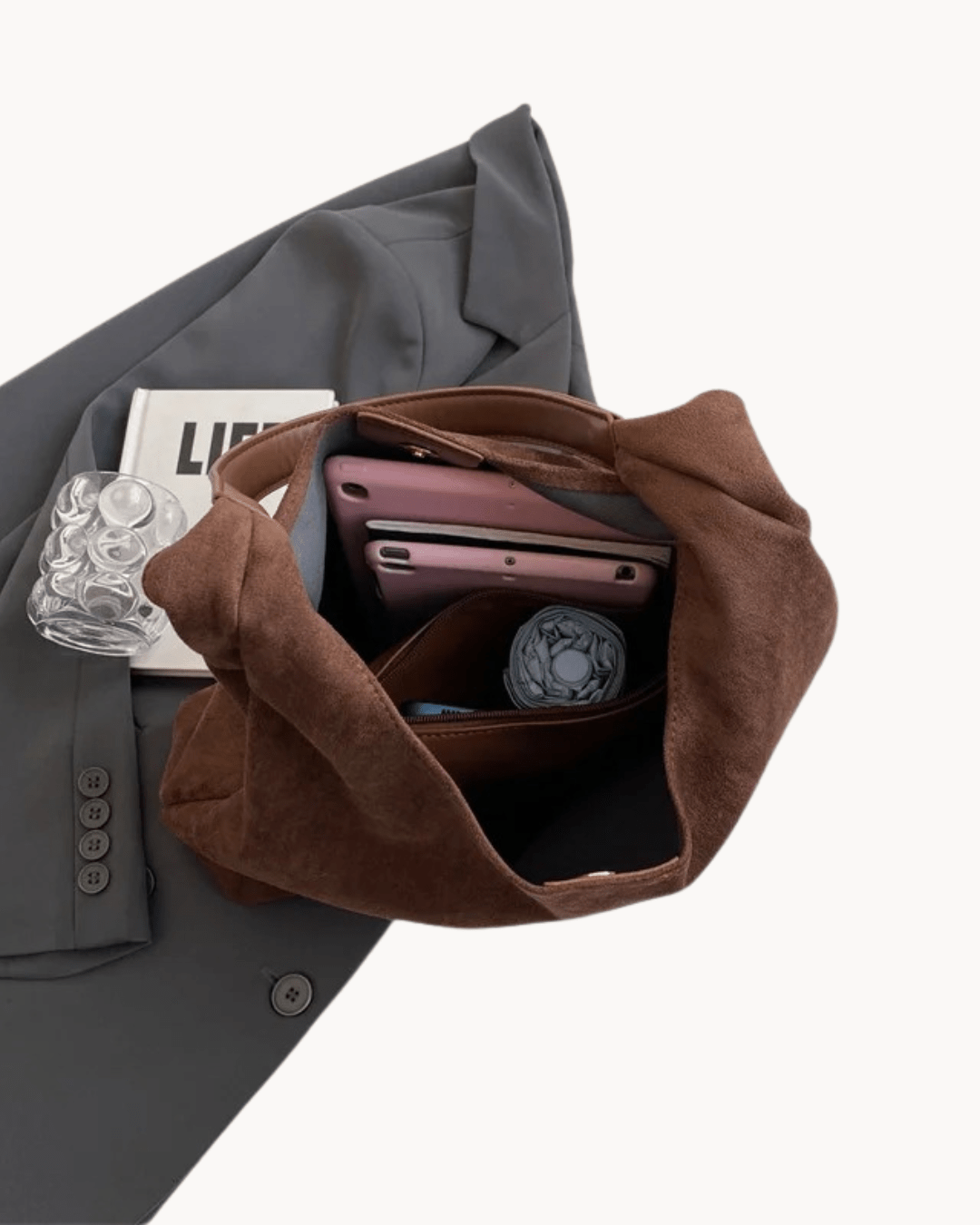 Suede-Look Hobo Bag