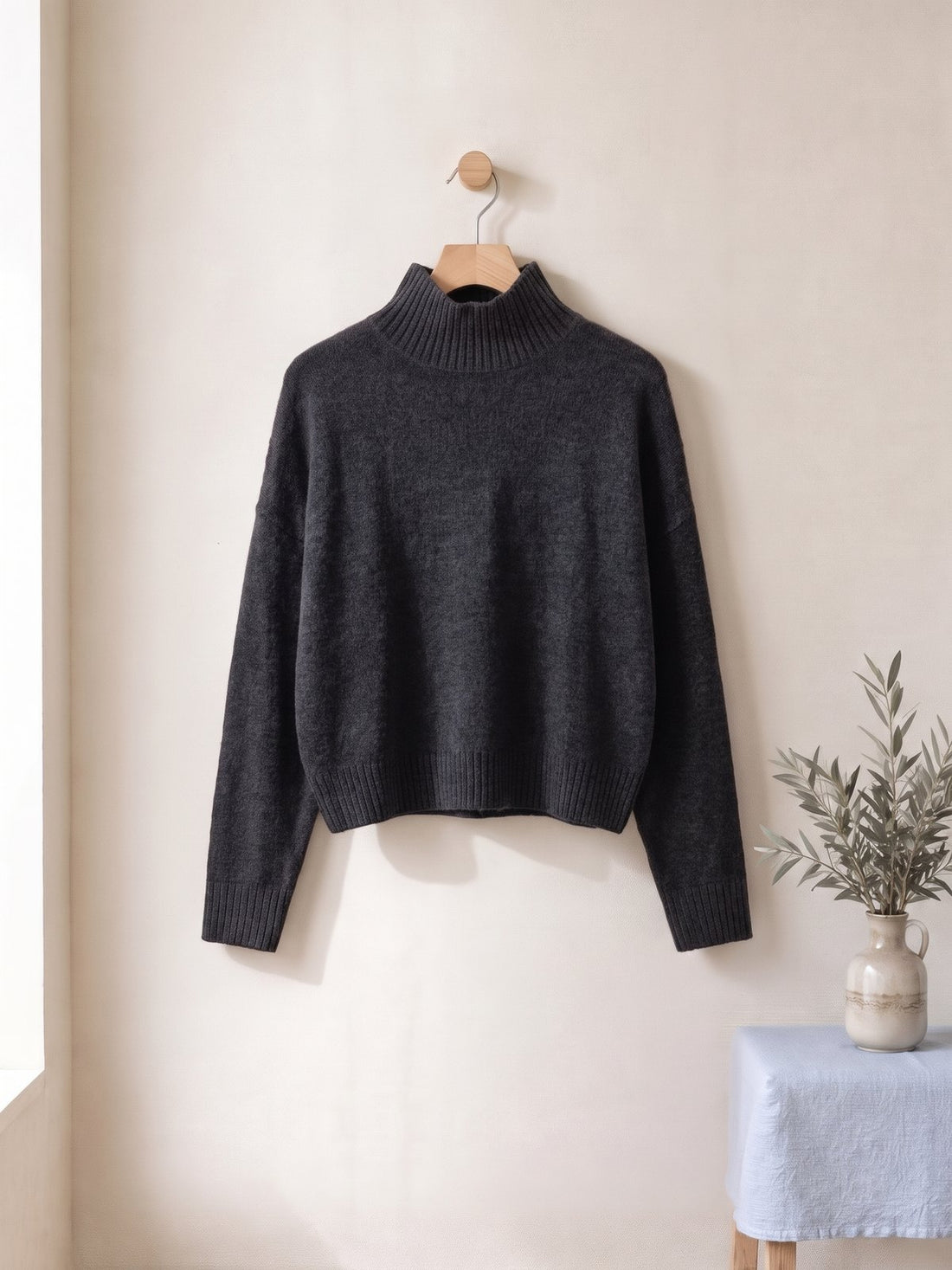 Relaxed Turtleneck Jumper in Charcoal