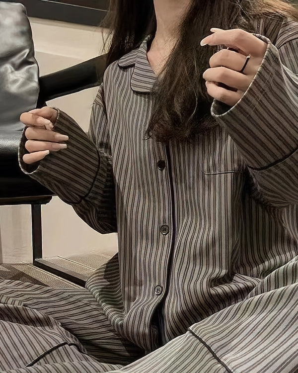 Striped Long-Sleeve Loungewear Set