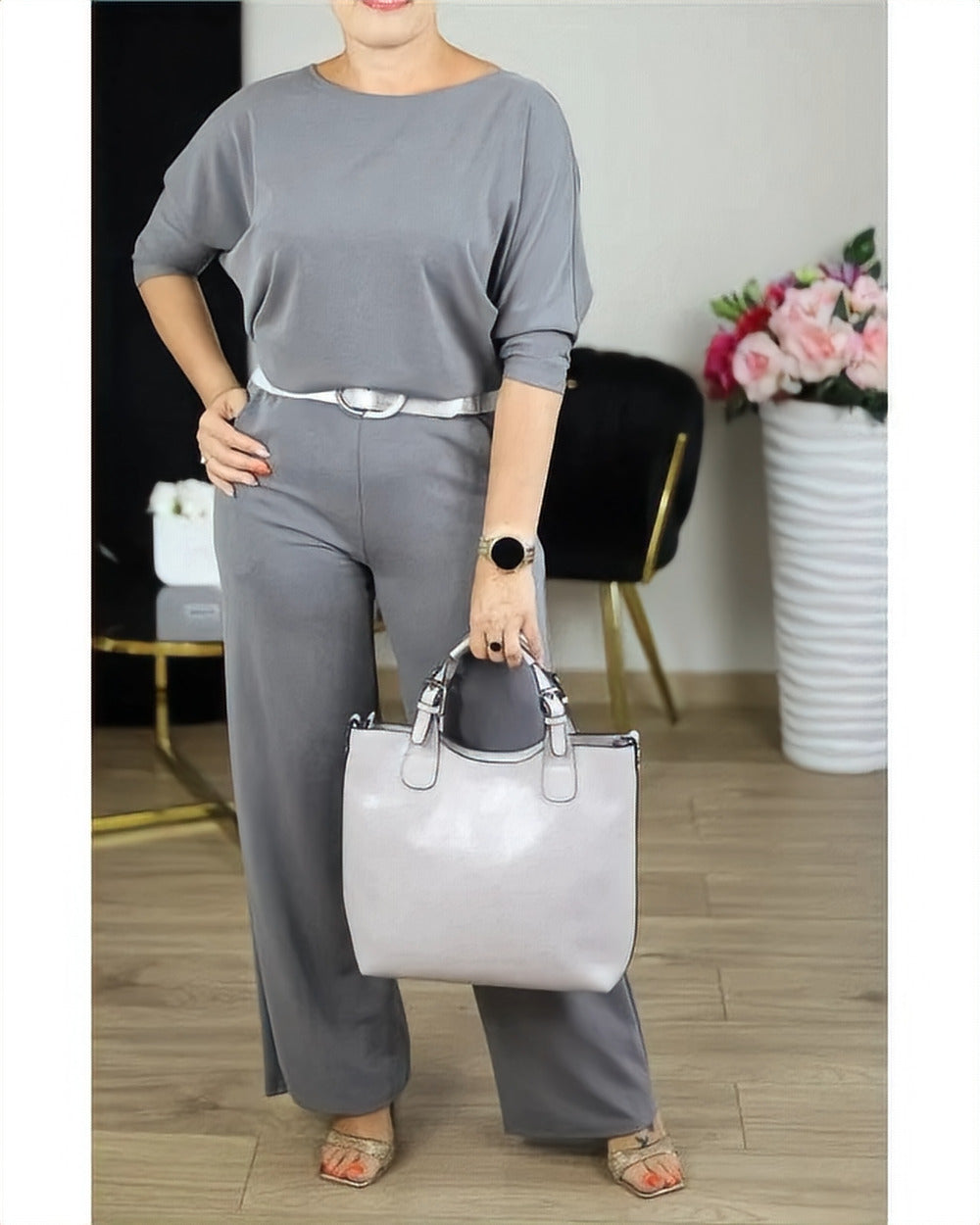 Three-Piece Knit Co-ord Set – Grey
