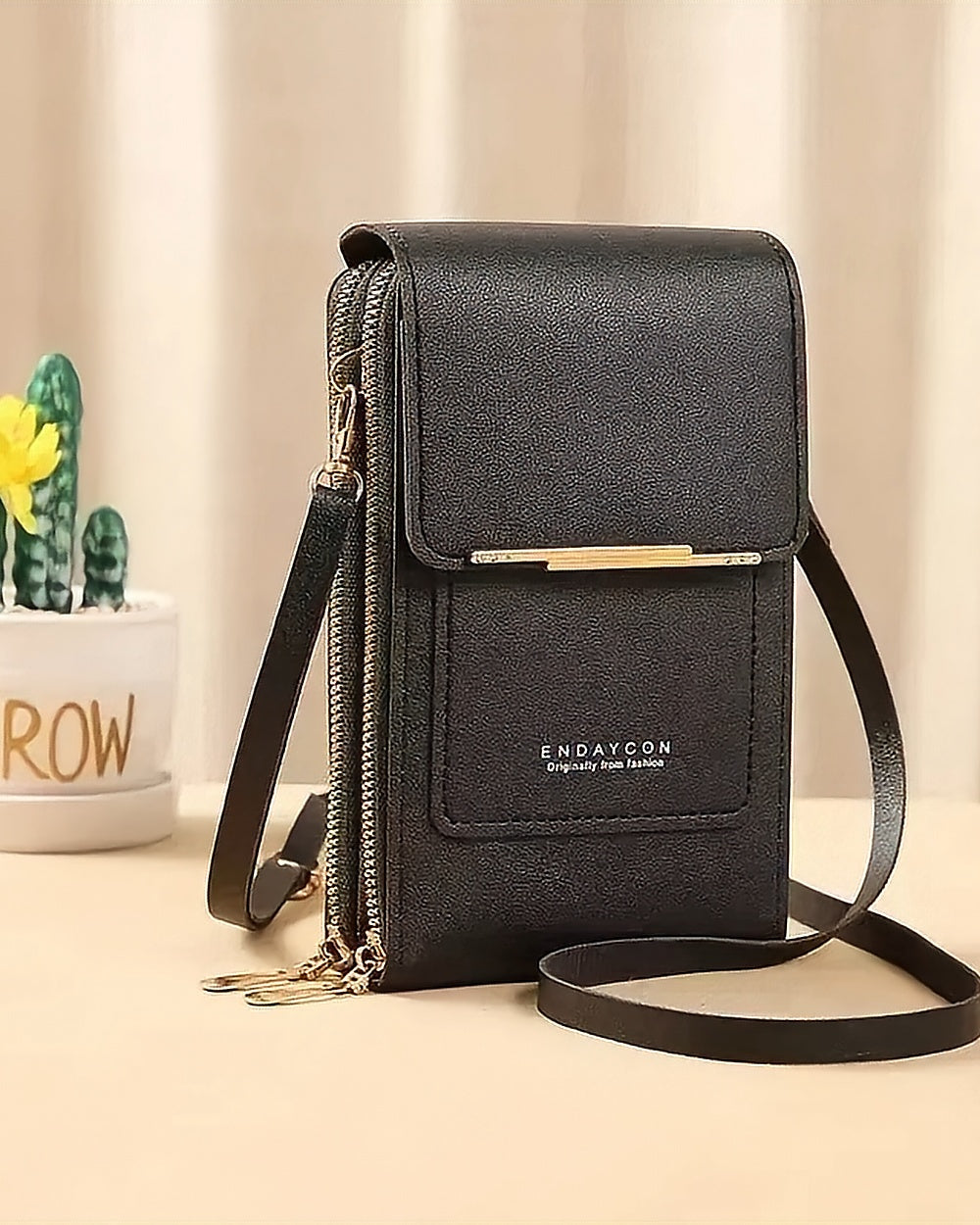 Touchscreen Phone Crossbody Bag – Black