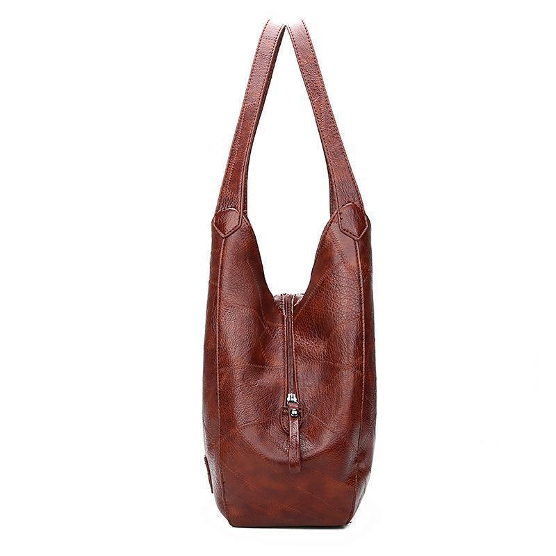 Vintage Leather-Look Shoulder Bag