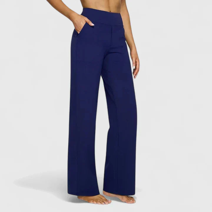 Smooth High-Waist Straight Trousers