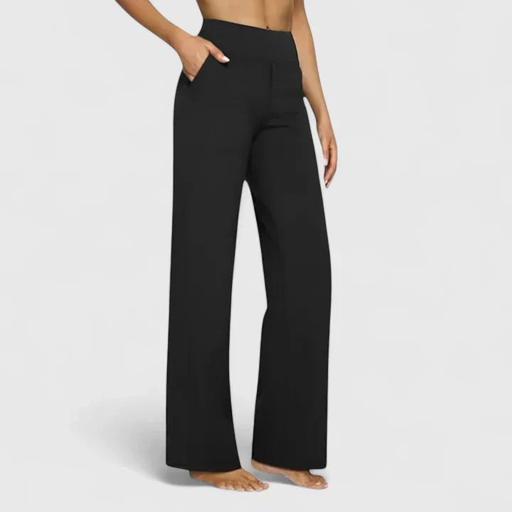 Smooth High-Waist Straight Trousers