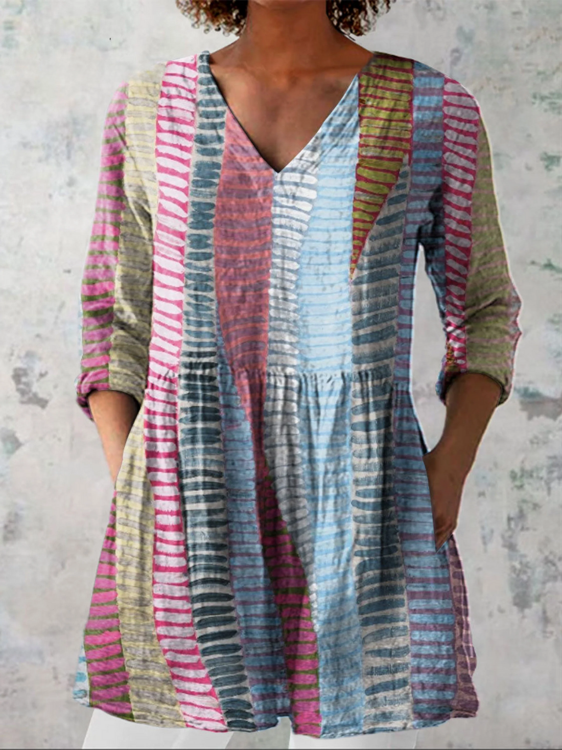 Pastel Patchwork Stripe Blouse