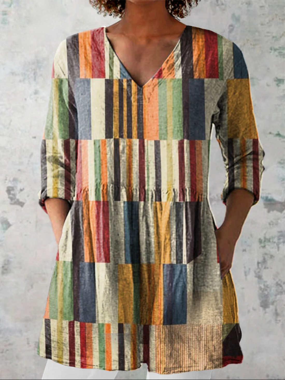 Colour-Block Patchwork Blouse