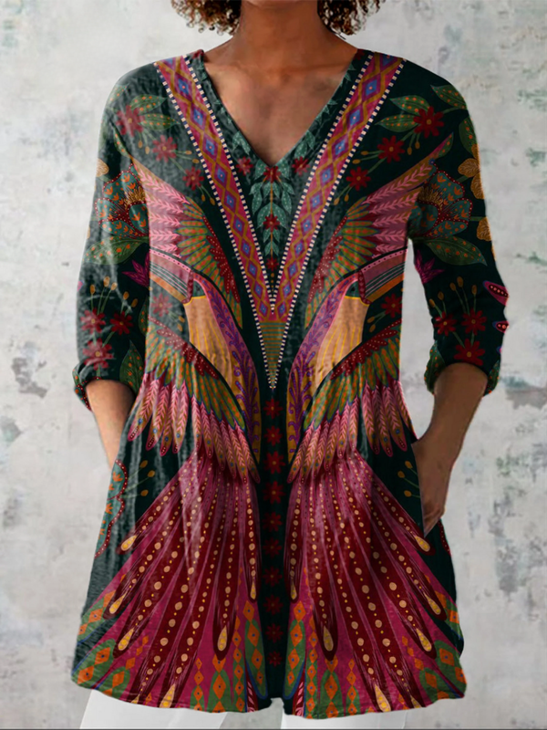 Peacock Feather Print Blouse