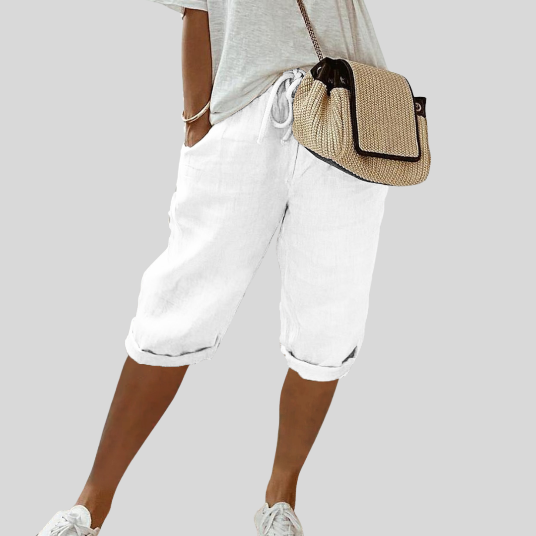 Relaxed Linen-Look Capri Shorts