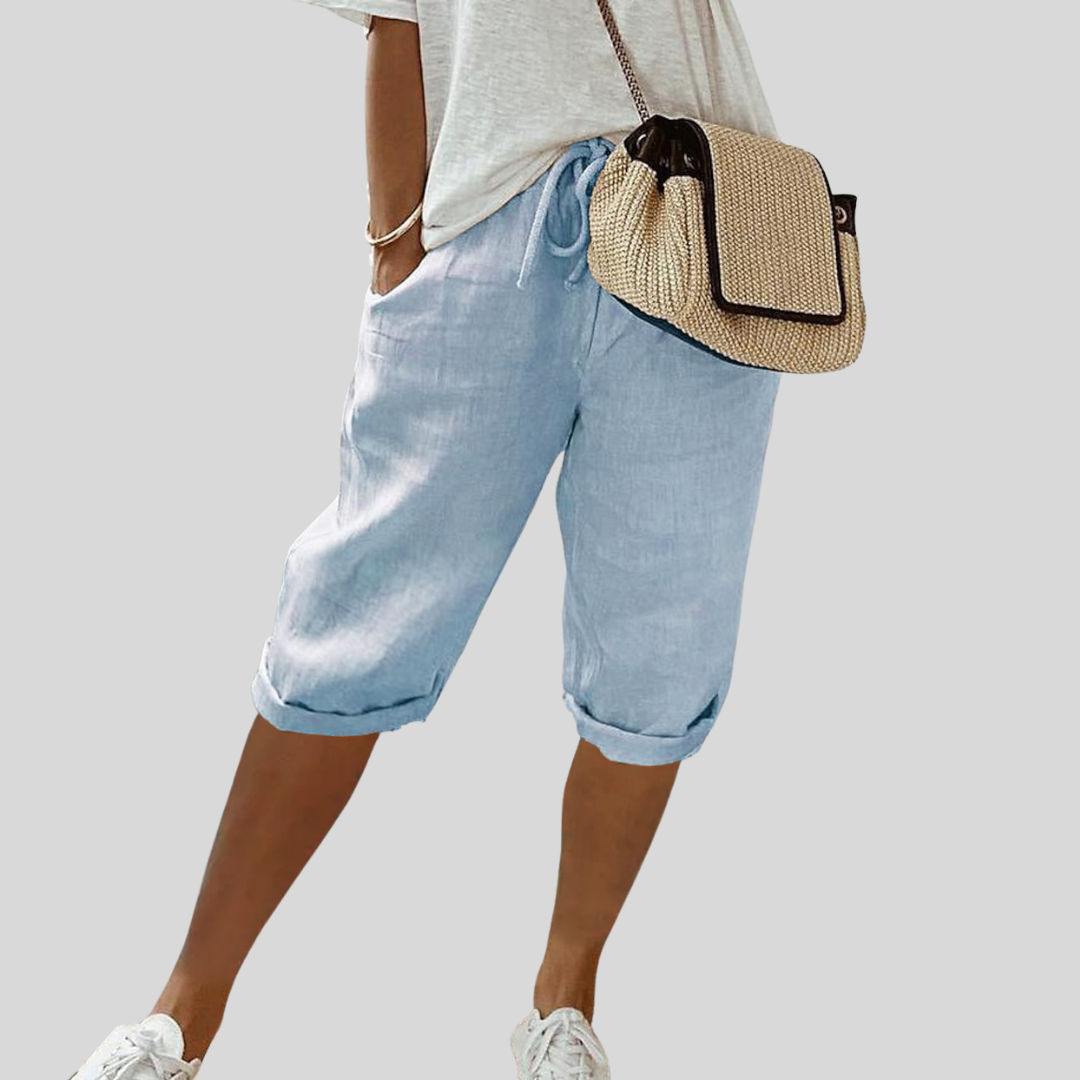 Relaxed Linen-Look Capri Shorts