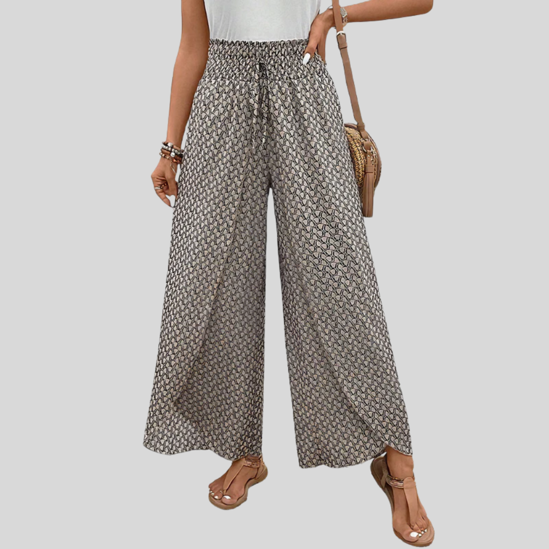 Printed Wide-Leg Cropped Trousers