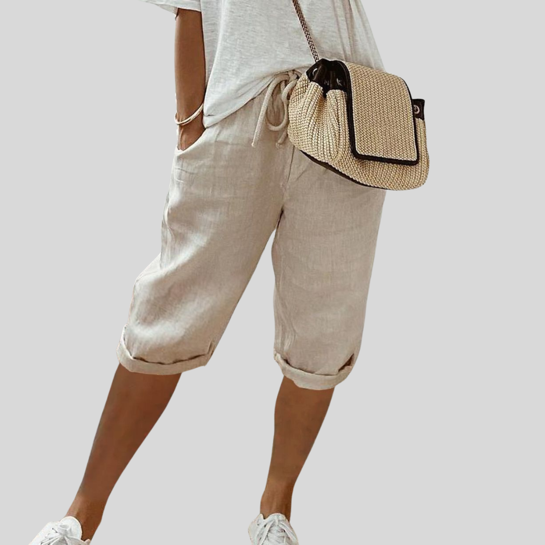 Relaxed Linen-Look Capri Shorts