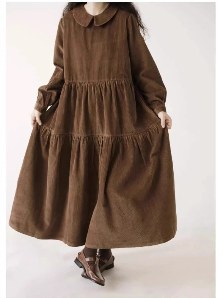 Corduroy Tiered Midi Dress