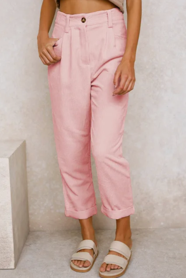 Pleated Corduroy Barrel Trousers