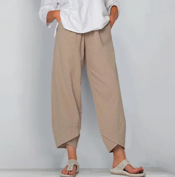 Relaxed Linen-Look Harem Trousers