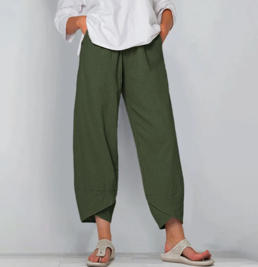 Relaxed Linen-Look Harem Trousers