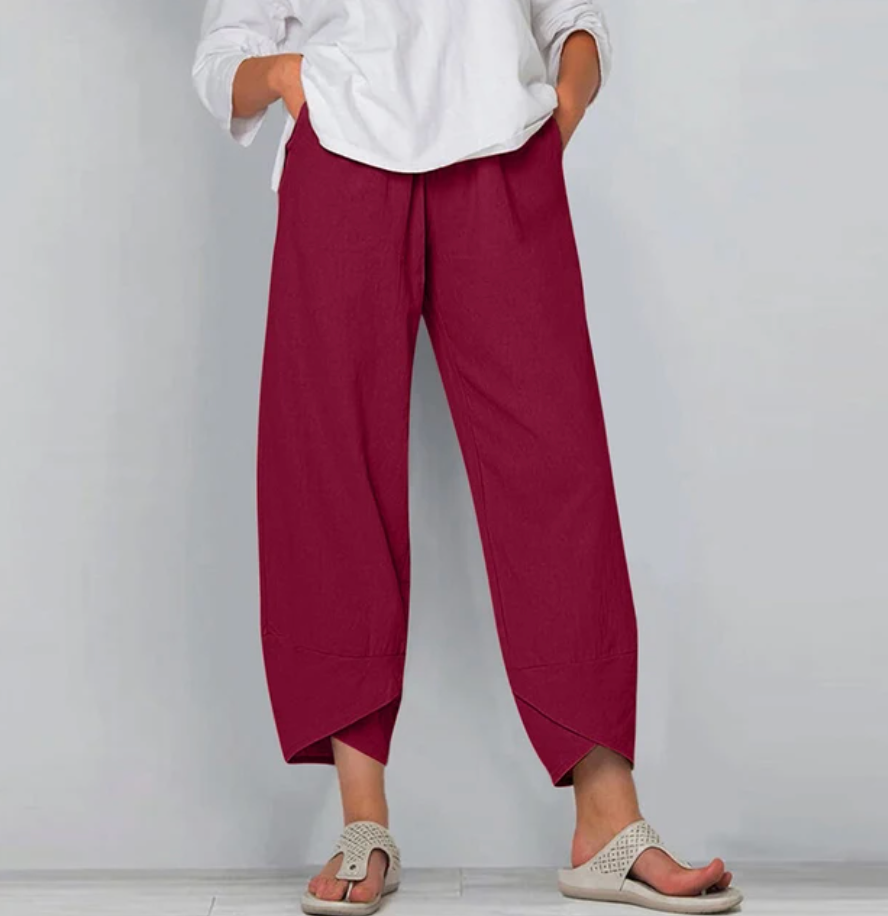 Relaxed Linen-Look Harem Trousers