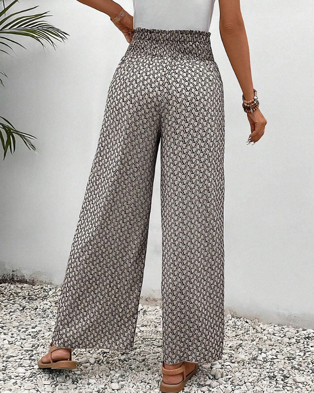 Printed Wide-Leg Cropped Trousers