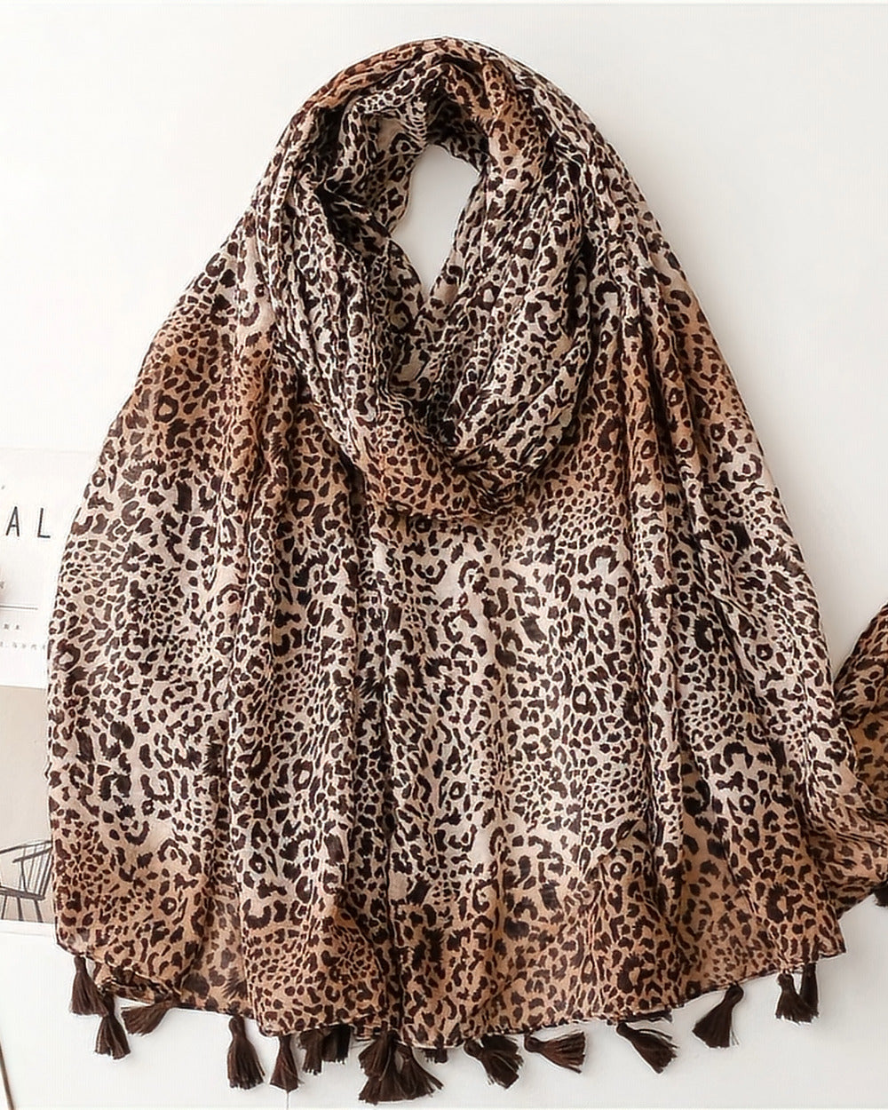 Leopard Print Wool Scarf
