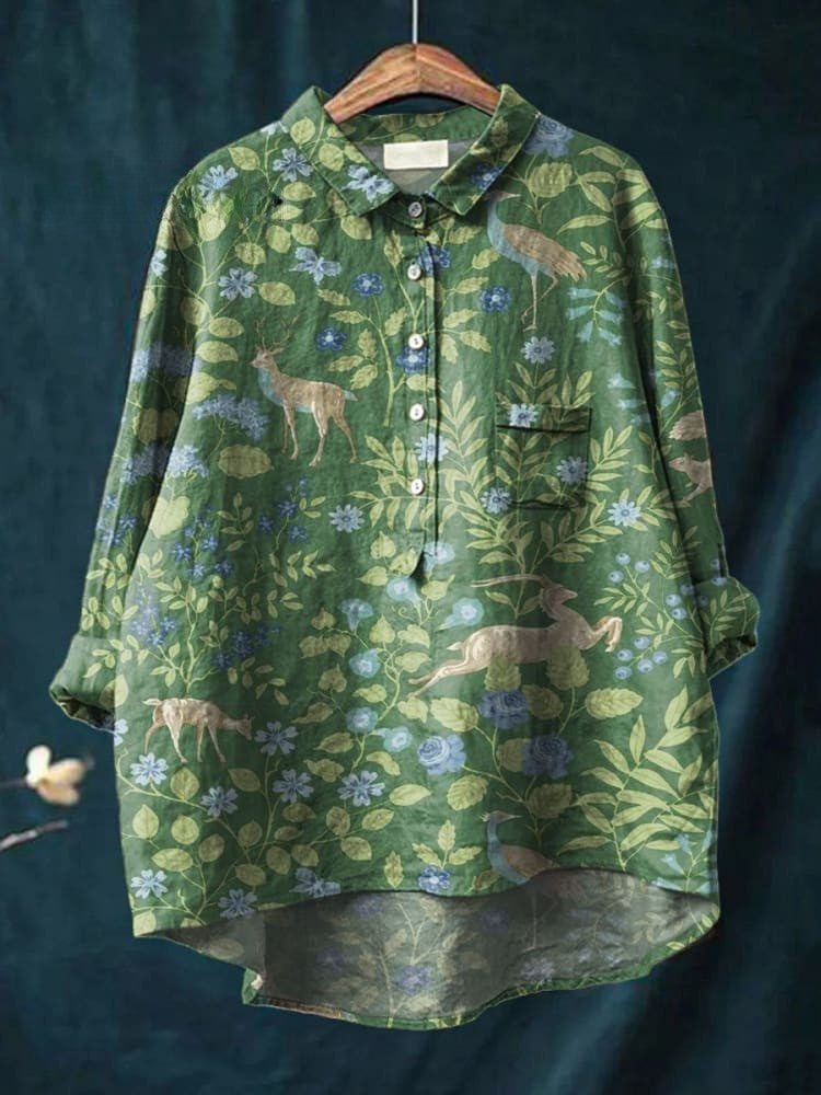 Sage Botanical Print Shirt