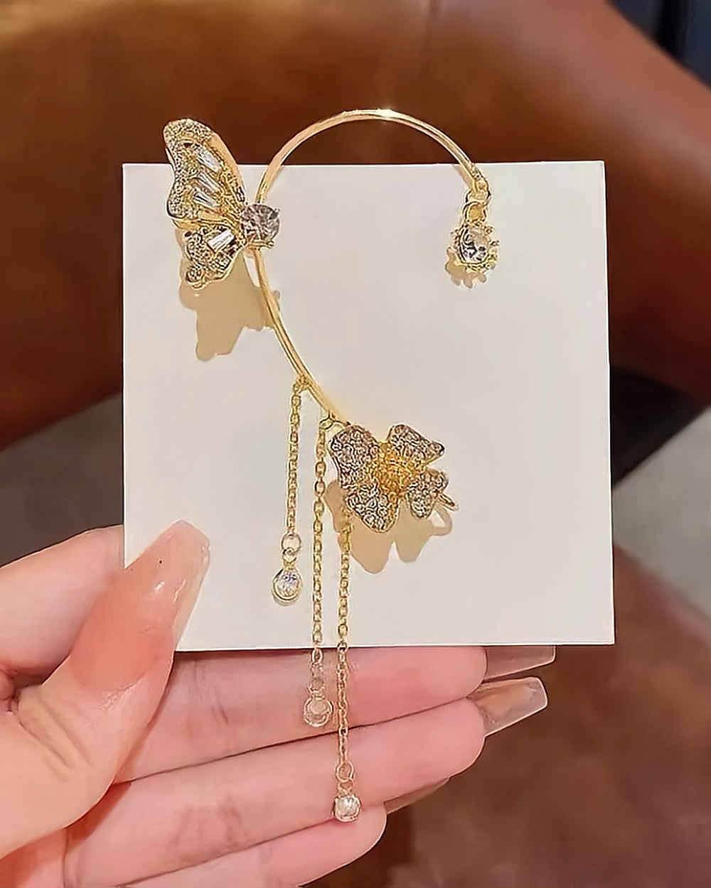 Butterfly Tassel Ear Cuff – Gold