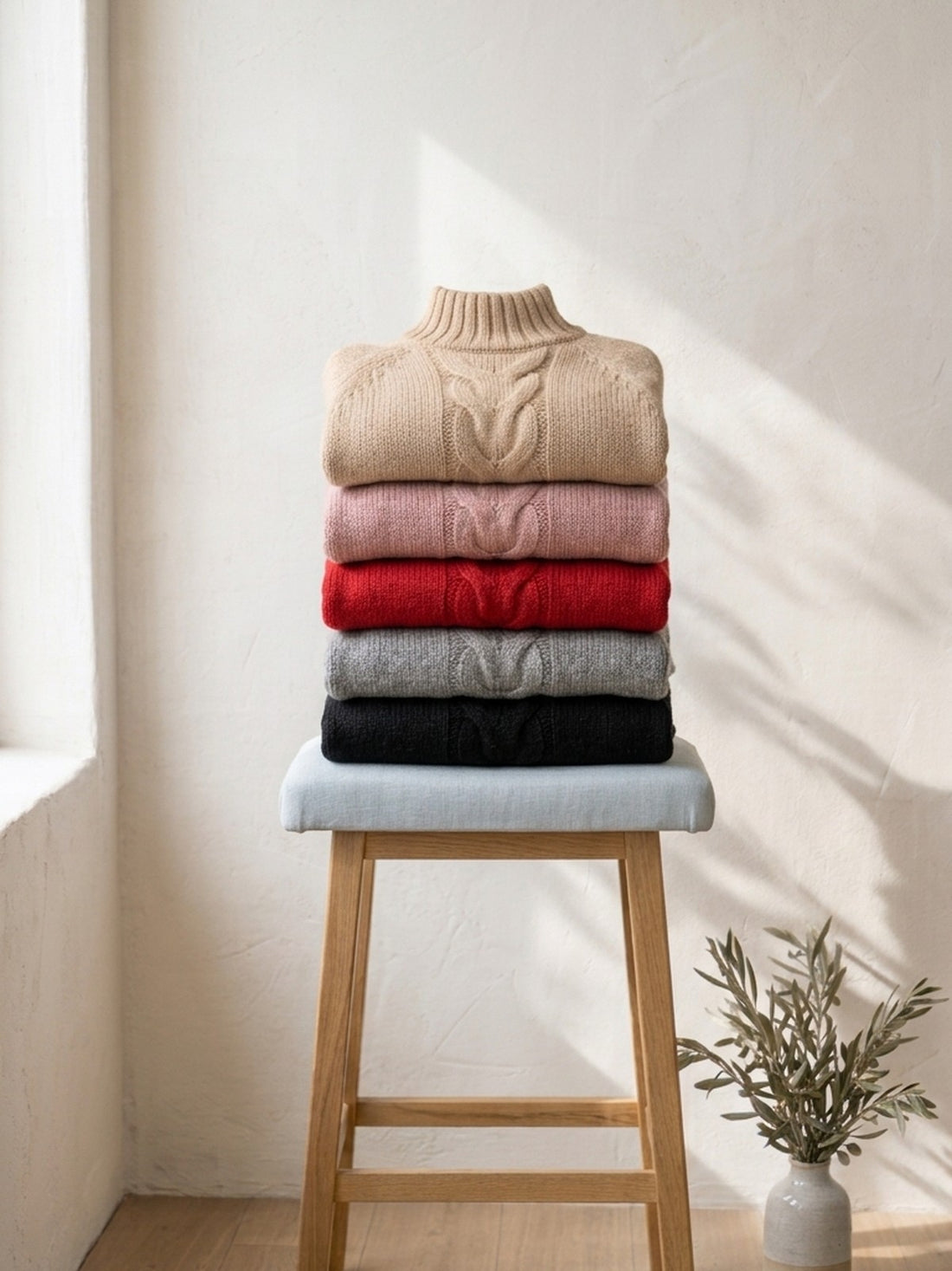 Cable-Knit Stand-Collar Jumper in all five colours