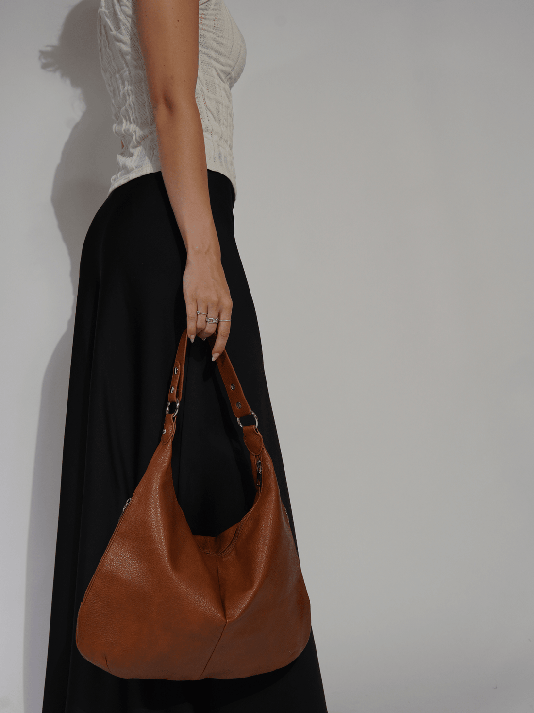 Leather-Look Hobo Shoulder Bag